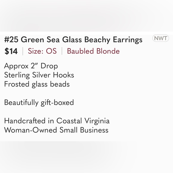 Green Sea Glass Beachy Earrings - Picture 4 of 7